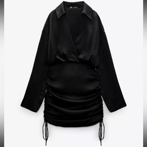 ZARA SHORT SATIN EFFECT DRESS - Picture 3 of 4